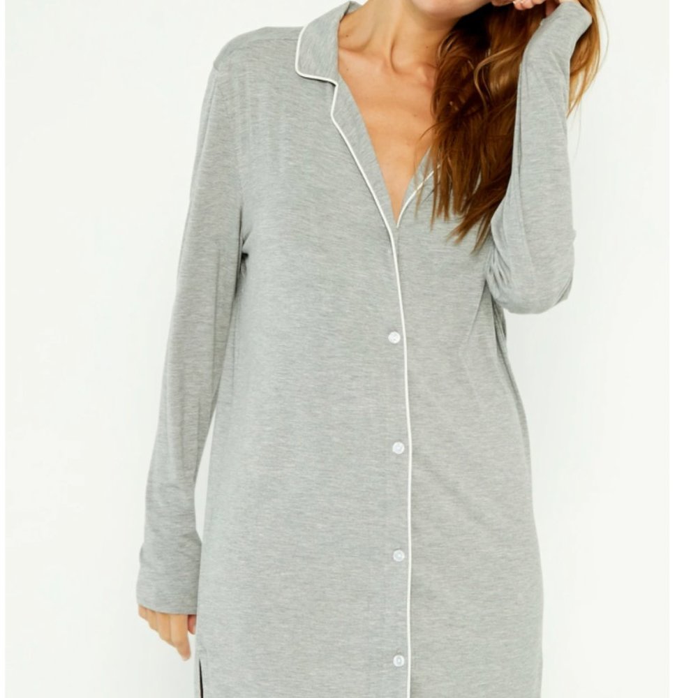 PJ Shirt Dress - Brushed Grey - Large